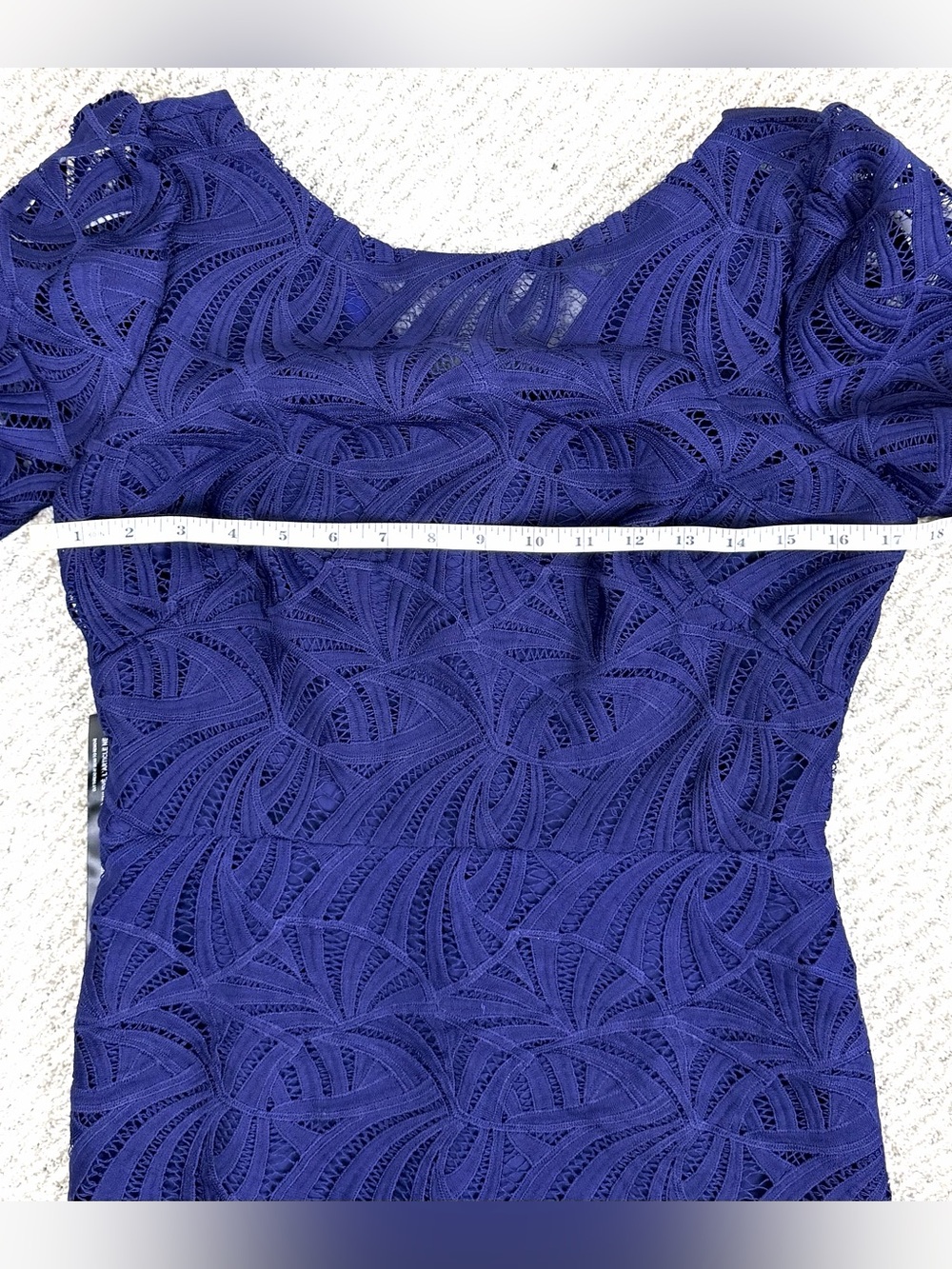 Kay Unger Royal Blue Lace Dress with Puff Sleeves Size 6 NWT Bridal Evening Wear - Picture 10 of 12
